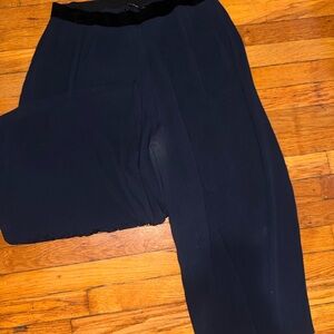 Zara Pleated Wide-Leg Navy Pants